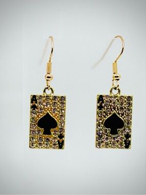 NWT Ace Of Spades Poker Las Vegas Casino Earrings